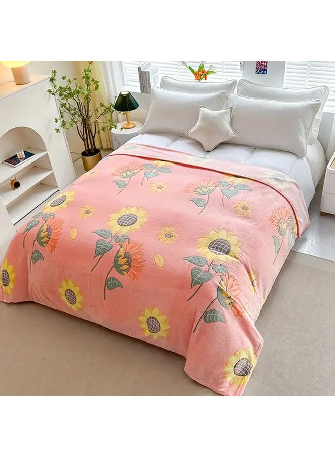 Sunflower Floral Pattern Throw Blanket 70 87 X 78 74 Inch Lightweight Soft Fleece All Season For Bed Couch Travel - Image 2